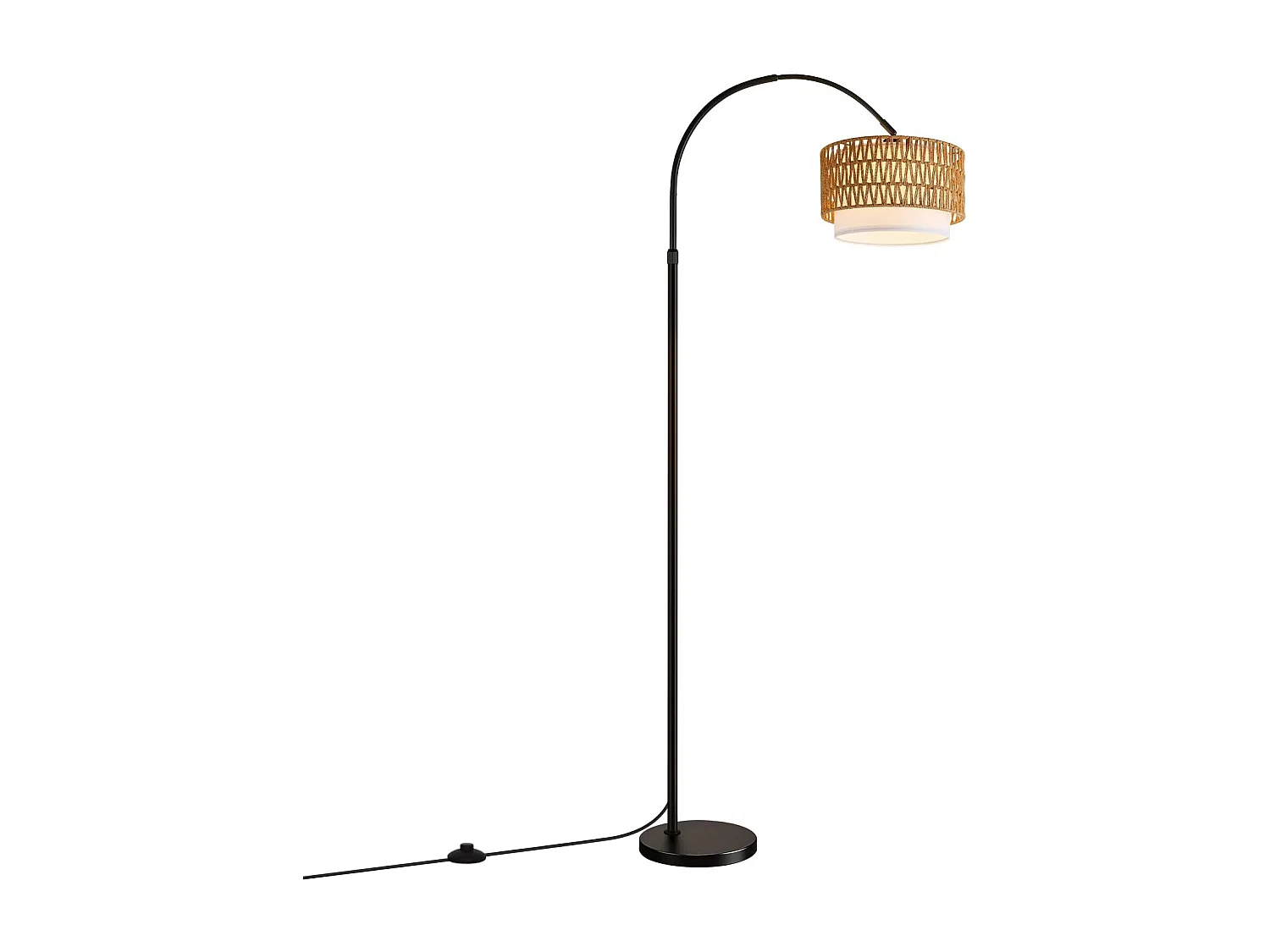 ZMH Lampadaire incurvé vintage noir E27 avec éclairage à intensité variable interrupteur au pied télécommande rotation à 350 degrés pour salon chambre