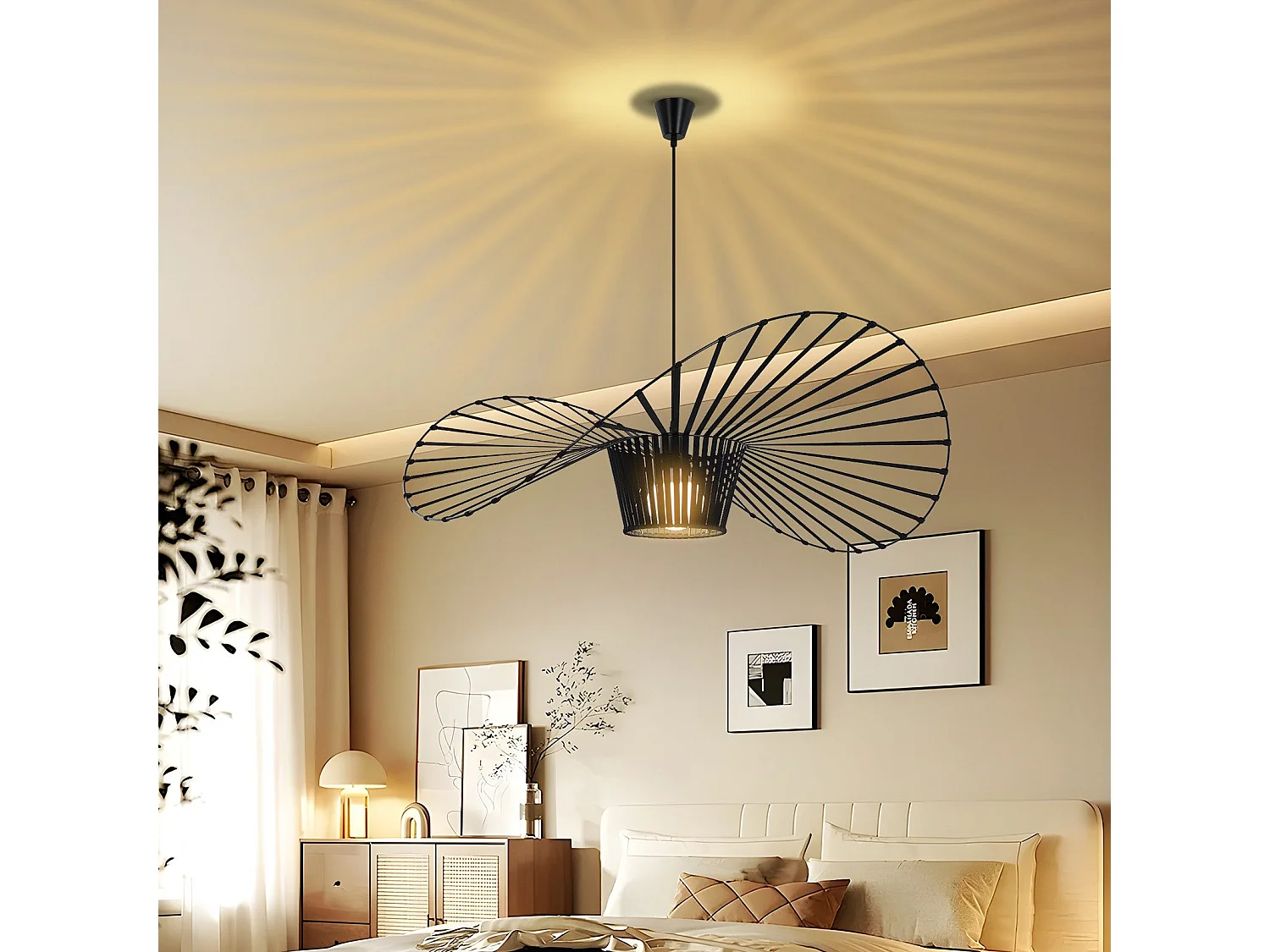 ZMH Suspension Lustre LED Moderne Noir E27 pour salle à manger 140cm