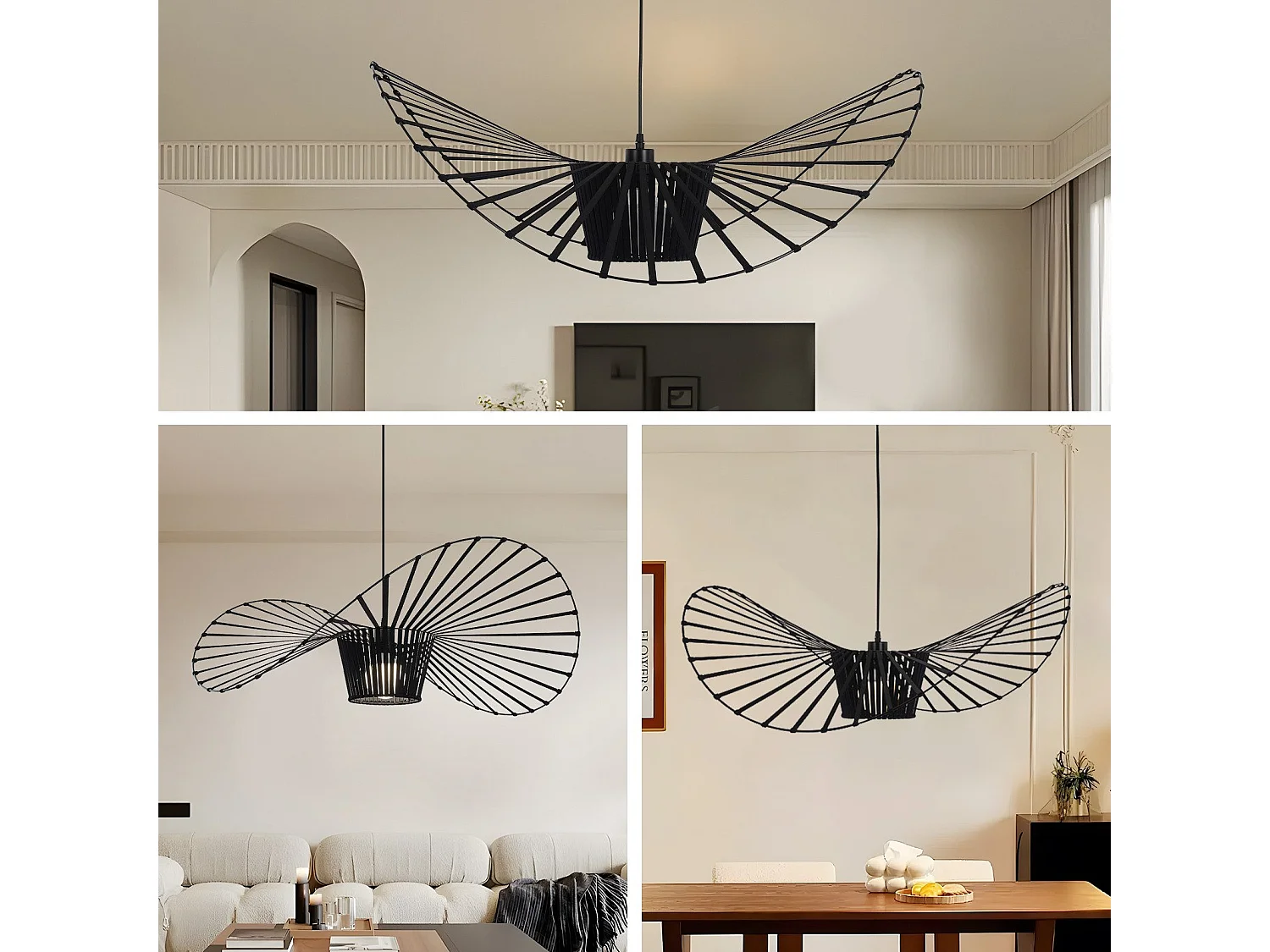ZMH Suspension Lustre LED Moderne Noir E27 pour salle à manger 140cm