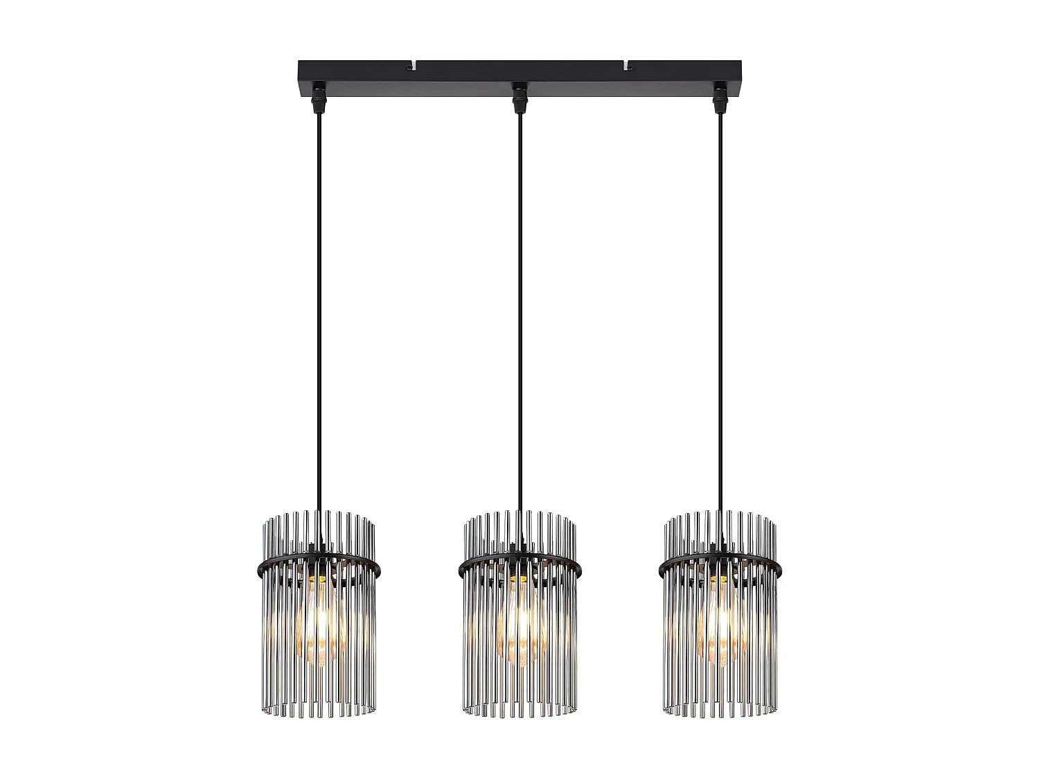 ZMH Suspension Vintage 3 Flammes Verre Noir E27(sans Ampoule)