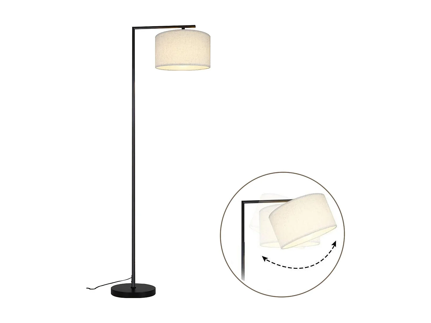 ZMH Lampadaire pour salon design tissu moderne lampe de lecture E27 avec interrupteur au pied
