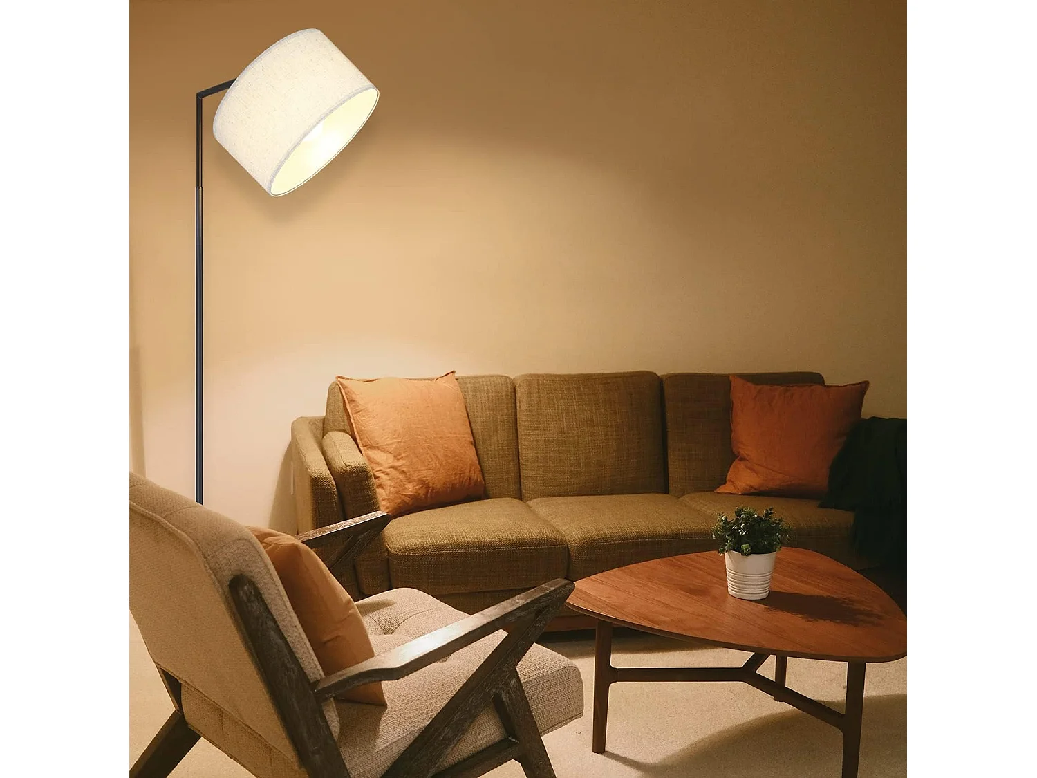 ZMH Lampadaire pour salon design tissu moderne lampe de lecture E27 avec interrupteur au pied