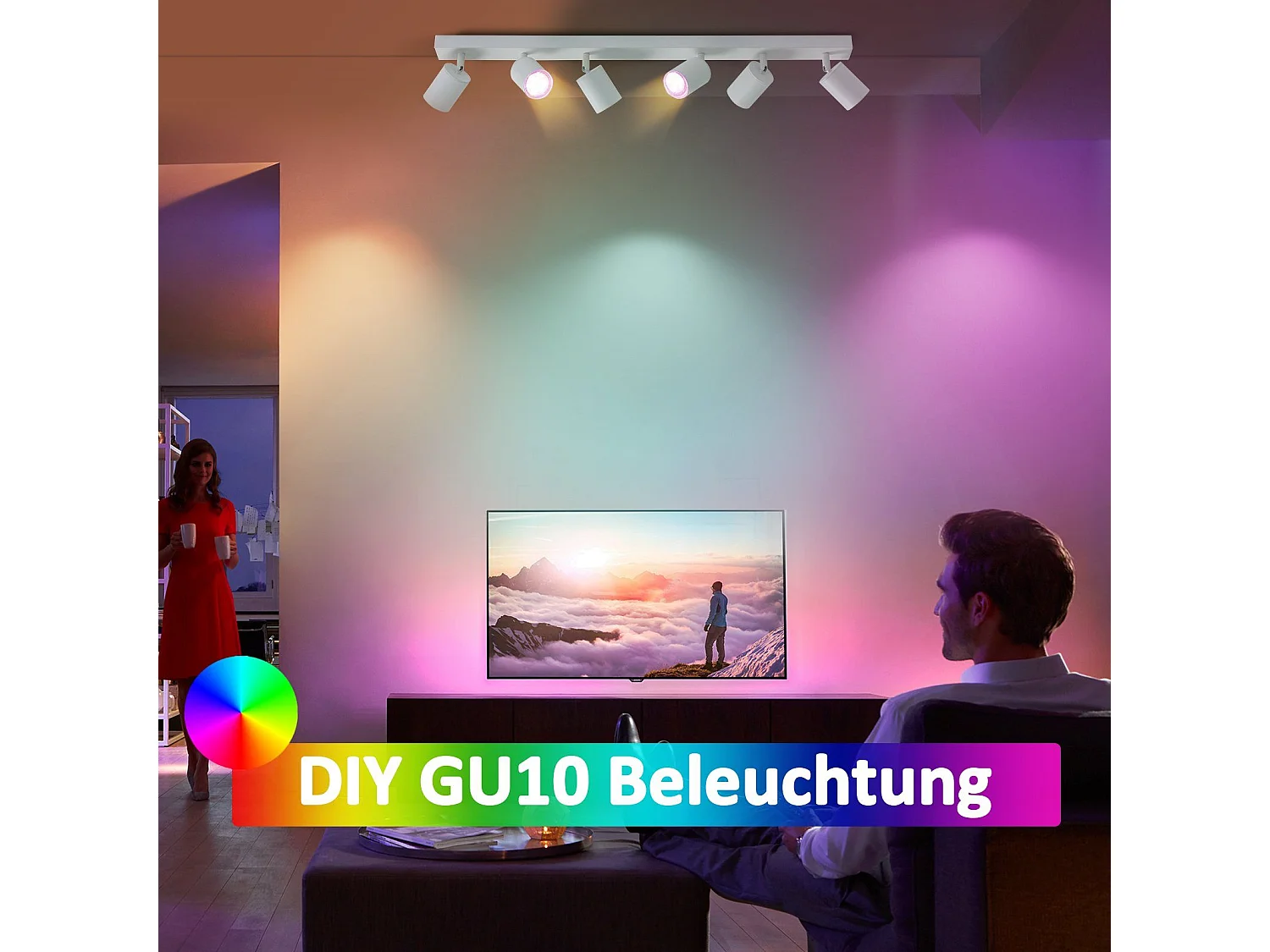 ZMH Plafonnier LED rétro blanc- GU10 orientable à 350° pour chambre à coucher