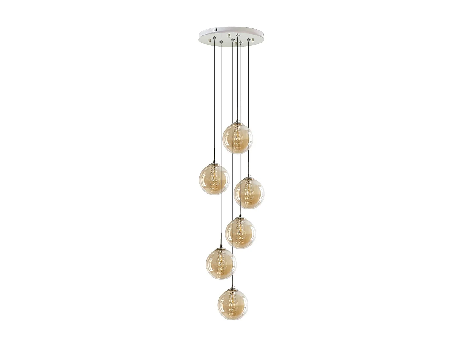 ZMH Suspension Lustre LED Réglable en Hauteur avec Abat-jour en Verre pour Salon