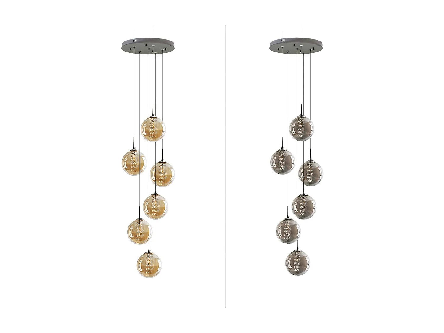 ZMH Suspension Lustre LED Réglable en Hauteur avec Abat-jour en Verre pour Salon