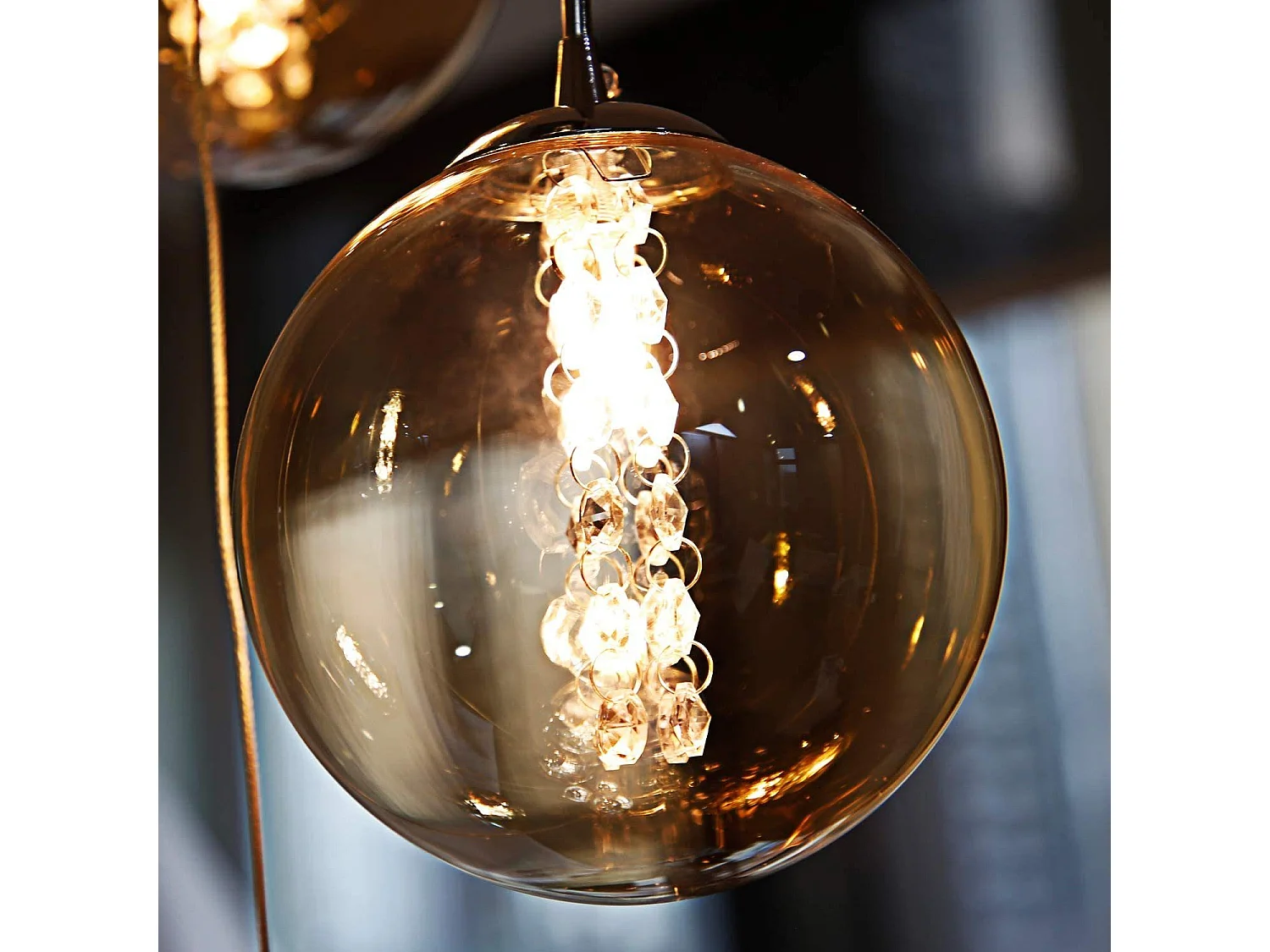 ZMH Suspension Lustre LED Réglable en Hauteur avec Abat-jour en Verre pour Salon