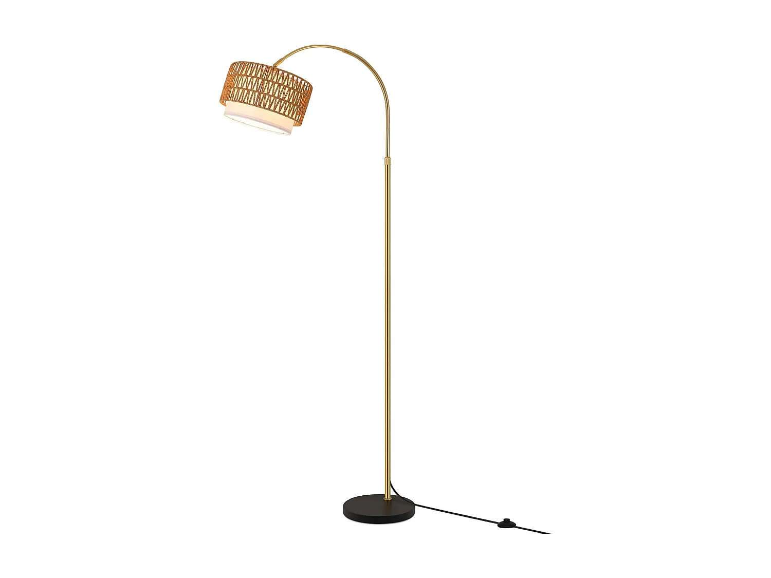 ZMH Lampadaire incurvé vintage or E27 avec éclairage à intensité variable interrupteur au pied télécommande rotation à 350 degrés pour salon chambre