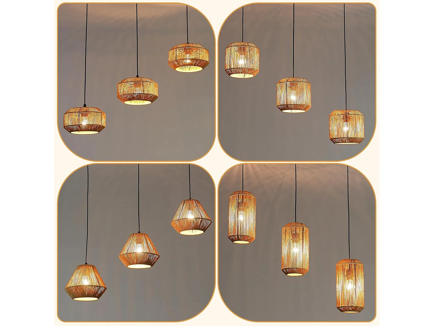 ZMH Suspension 3 Flamme Vintage E27 Décoration De Salle à Manger (ampoule Non Incluse)