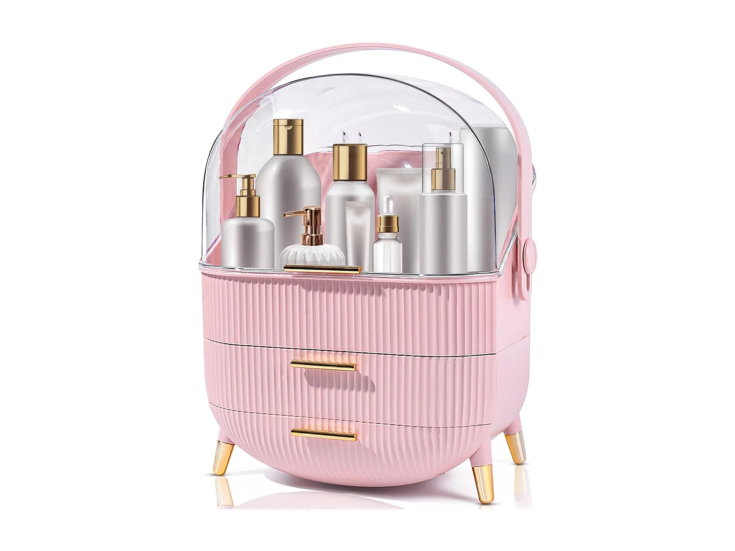 ZMH Boîte de rangement de bureau à tiroirs multiples boîte de rangement cosmétique rose 29 x 19 x 38 cm