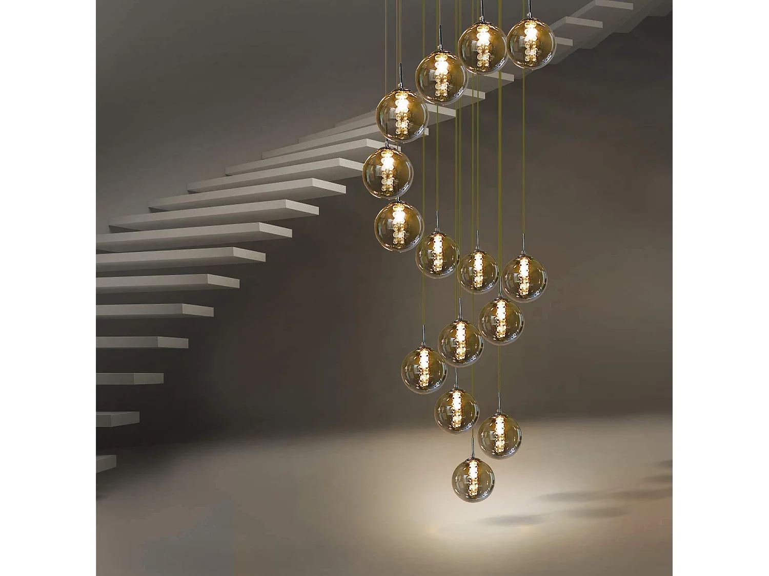 ZMH Lustre LED Réglable en Hauteur en Verre pour Salon et Décoration Intérieure