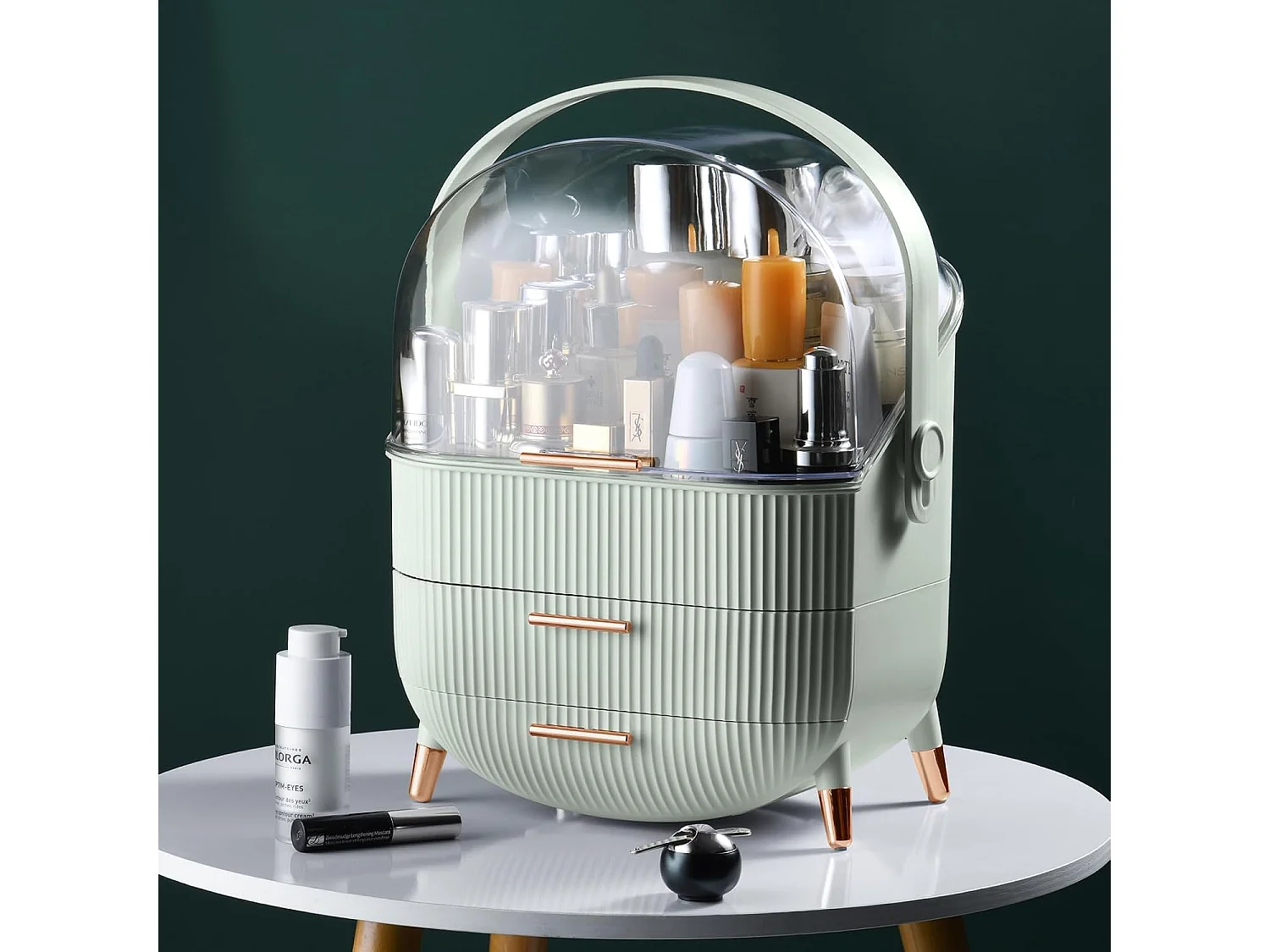 ZMH Boîte de rangement de bureau à tiroirs multiples boîte de rangement cosmétique vert clair 29 x 19 x 38 cm