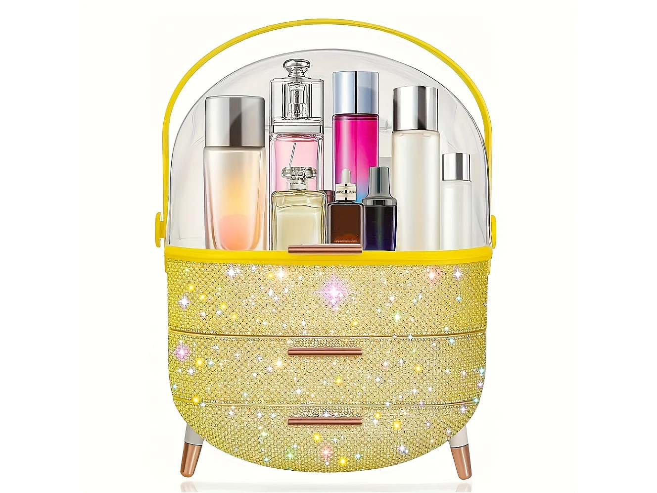 ZMH Boîte de rangement de bureau à tiroirs multiples boîte de rangement cosmétique doré 29 x 19 x 38 cm