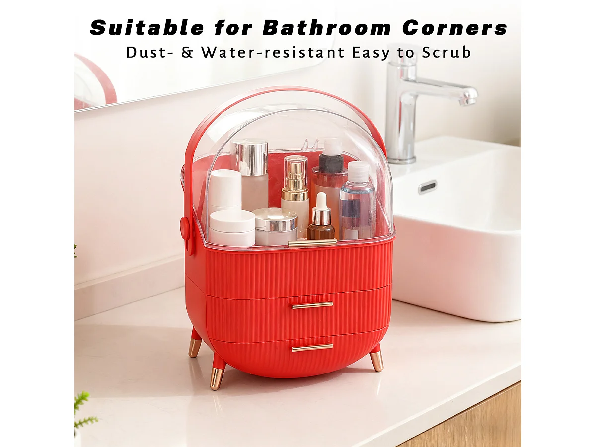 ZMH Boîte de rangement de bureau à tiroirs multiples boîte de rangement cosmétique rouge 29 x 19 x 38 cm