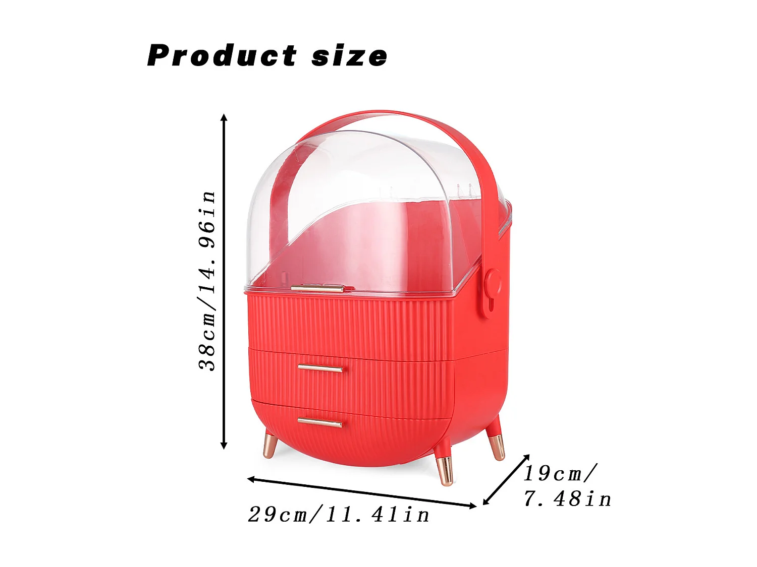 ZMH Boîte de rangement de bureau à tiroirs multiples boîte de rangement cosmétique rouge 29 x 19 x 38 cm