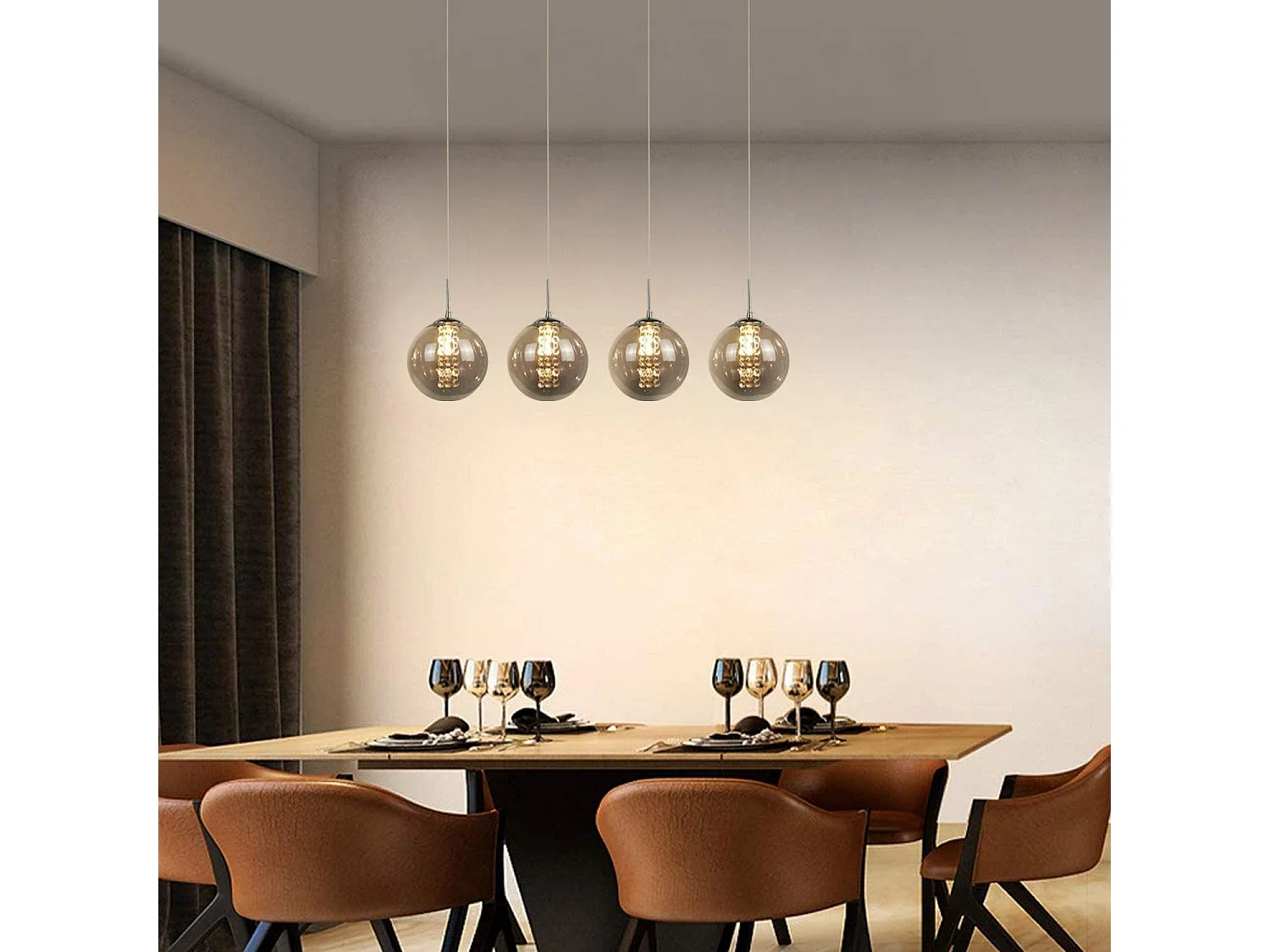 ZMH Lampe pendante LED pendante en verre réglable en hauteur Luminaires de salon