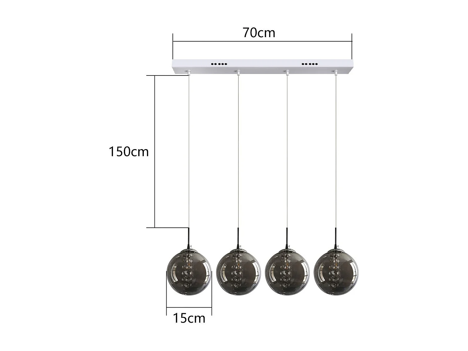 ZMH Lampe pendante LED pendante en verre réglable en hauteur Luminaires de salon