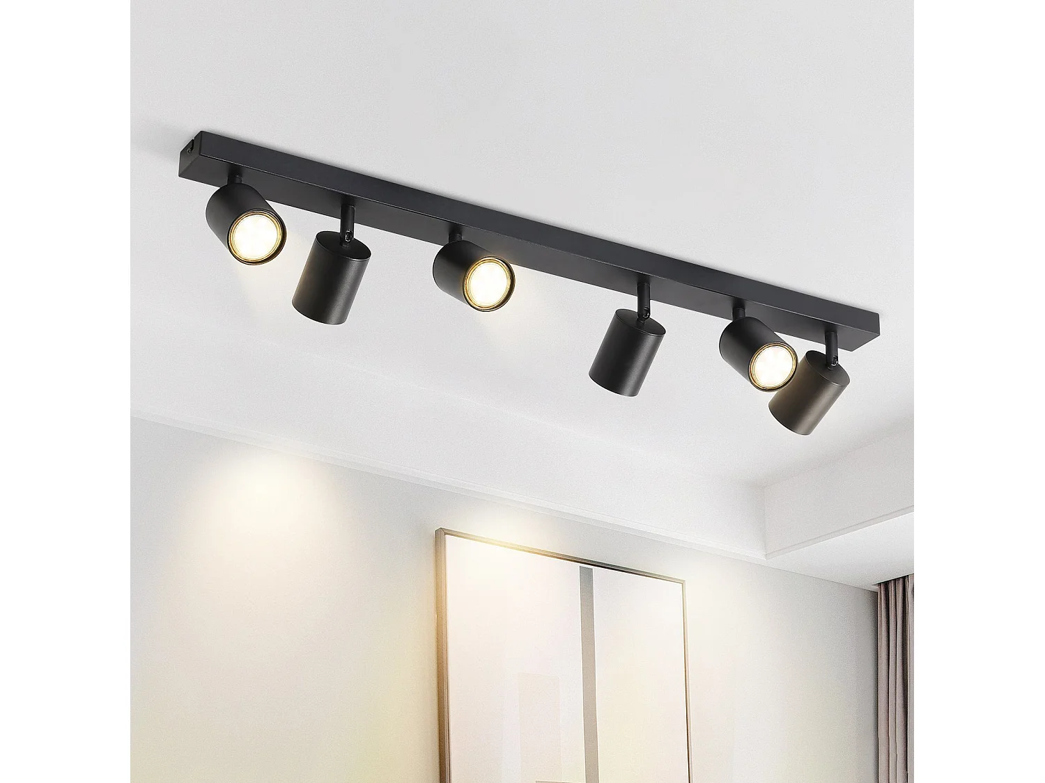 ZMH Plafonnier LED Noir - Luminaire de plafond moderne avec spots orientables à 360° design industriel parfait pour salon et chambre.