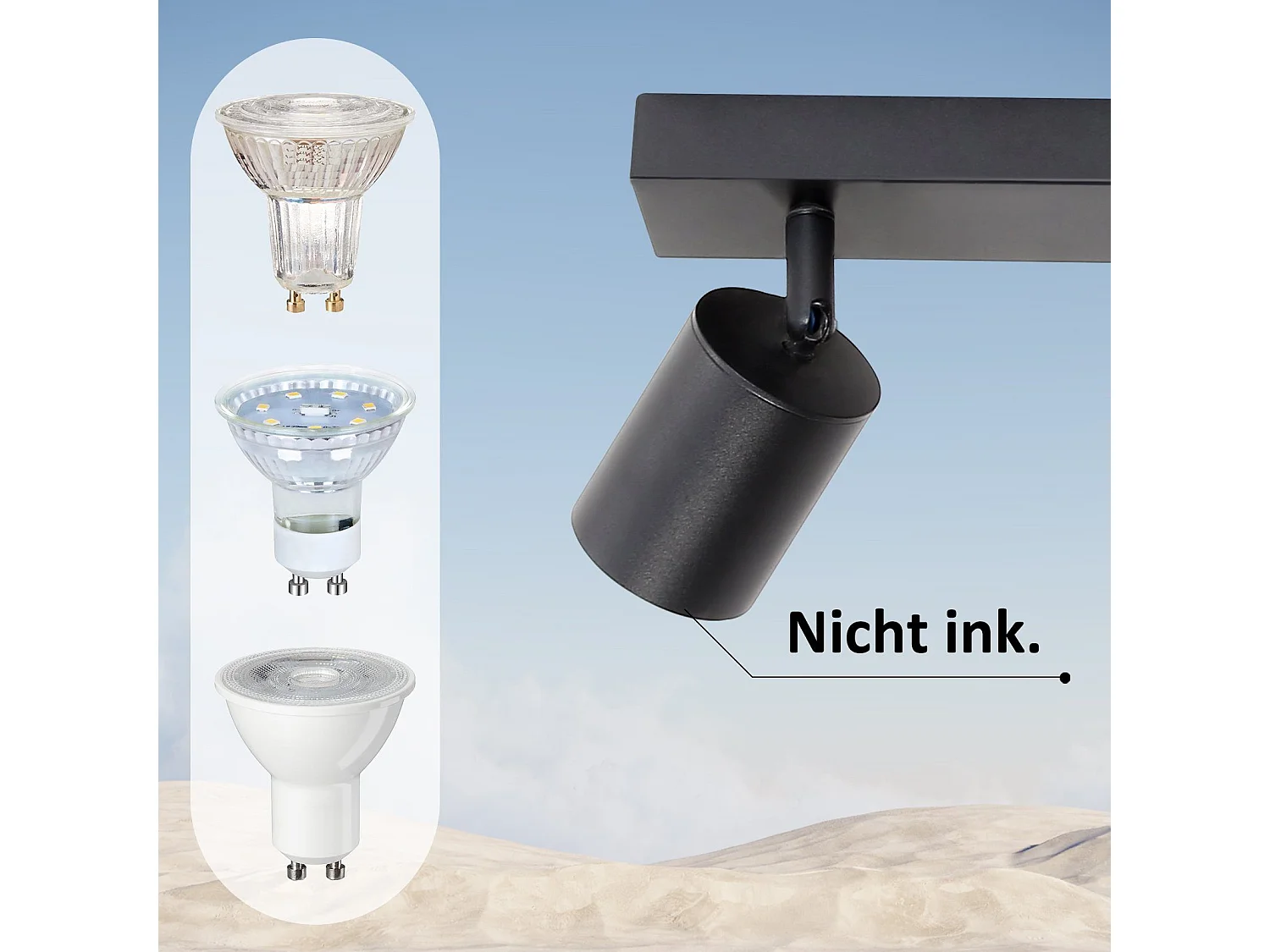 ZMH Plafonnier LED Noir - Luminaire de plafond moderne avec spots orientables à 360° design industriel parfait pour salon et chambre.