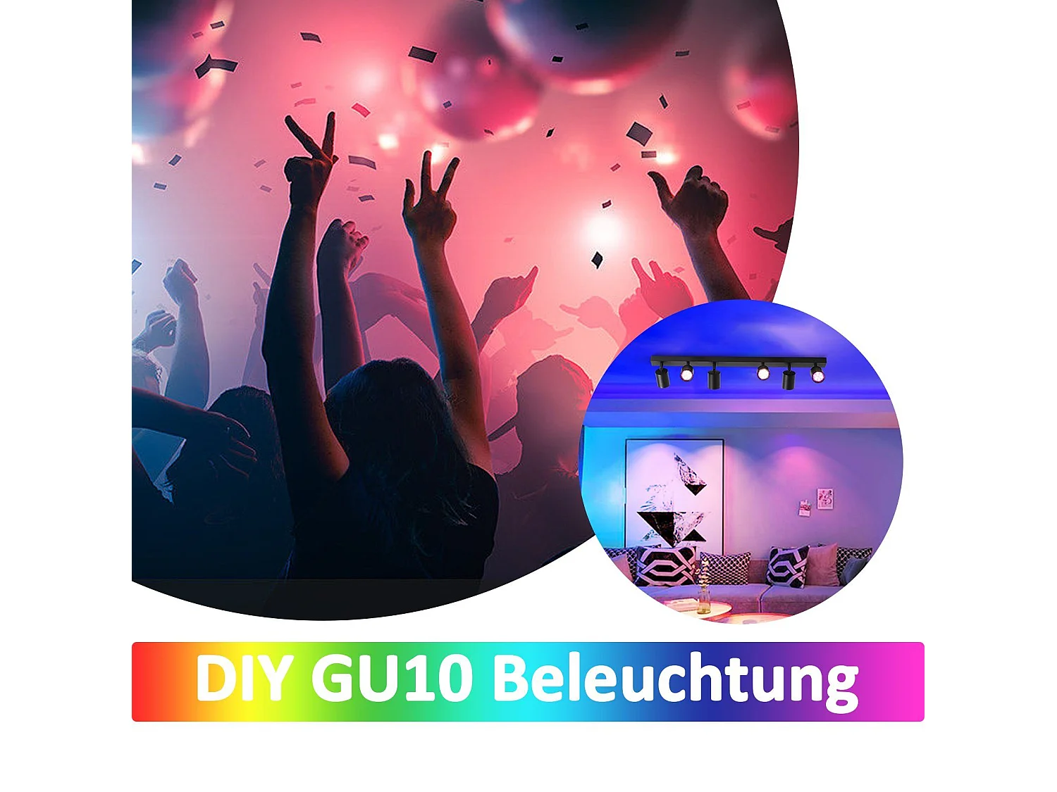 ZMH Plafonnier LED Noir - Luminaire de plafond moderne avec spots orientables à 360° design industriel parfait pour salon et chambre.