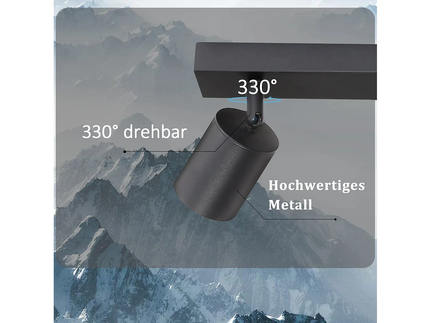 ZMH Plafonnier LED Noir - Luminaire de plafond moderne avec spots orientables à 360° design industriel parfait pour salon et chambre.