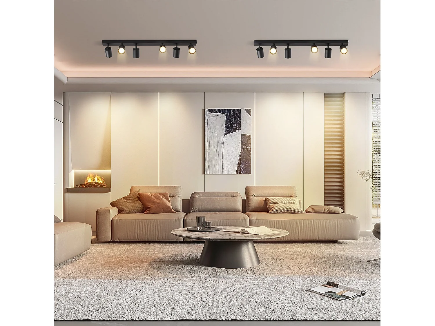ZMH Plafonnier LED Noir - Luminaire de plafond moderne avec spots orientables à 360° design industriel parfait pour salon et chambre.