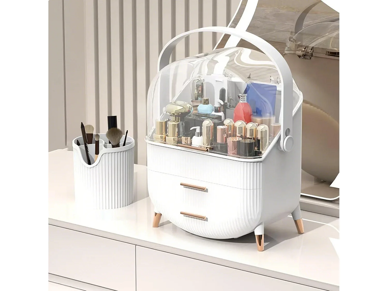 ZMH Boîte de rangement de bureau à tiroirs multiples boîte de rangement cosmétique blanc 25 x 18,5 x 37 cm