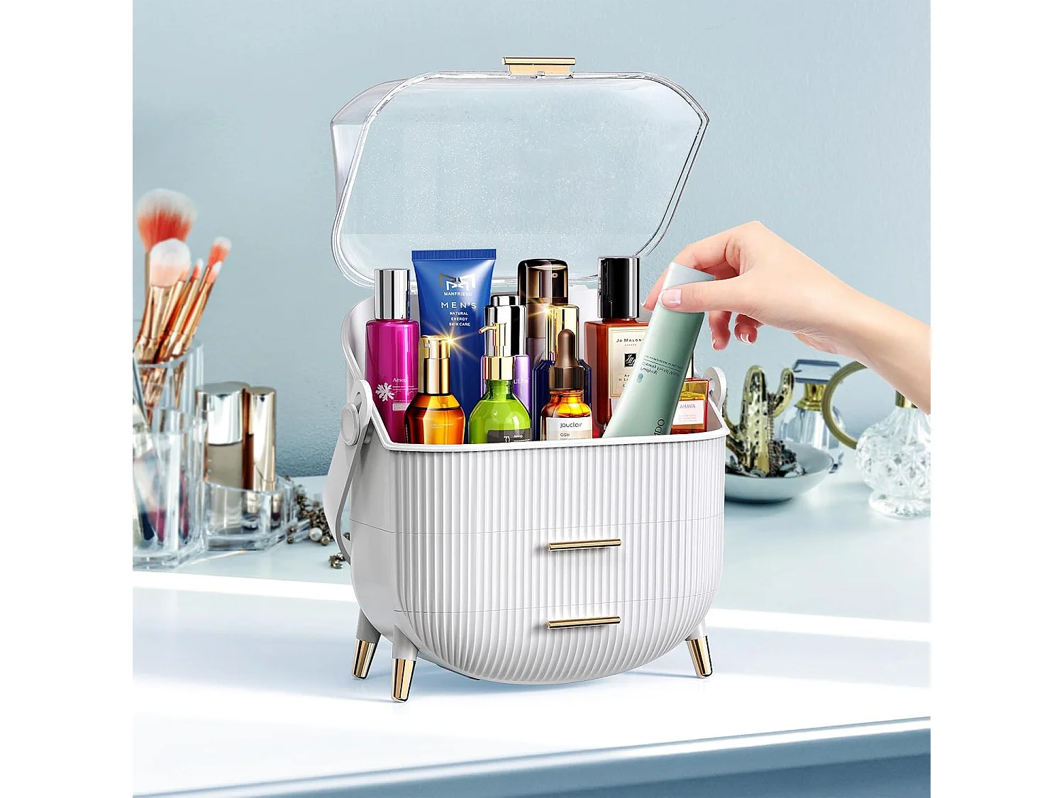 ZMH Boîte de rangement de bureau à tiroirs multiples boîte de rangement cosmétique blanc 25 x 18,5 x 37 cm