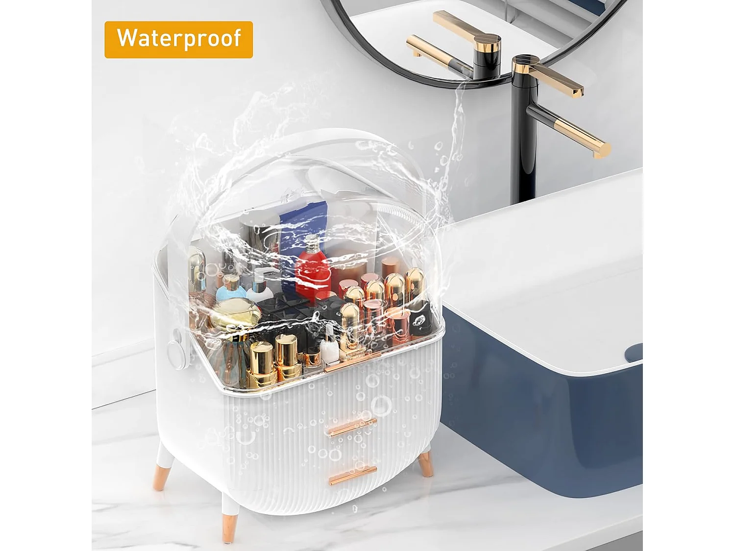 ZMH Boîte de rangement de bureau à tiroirs multiples boîte de rangement cosmétique blanc 25 x 18,5 x 37 cm