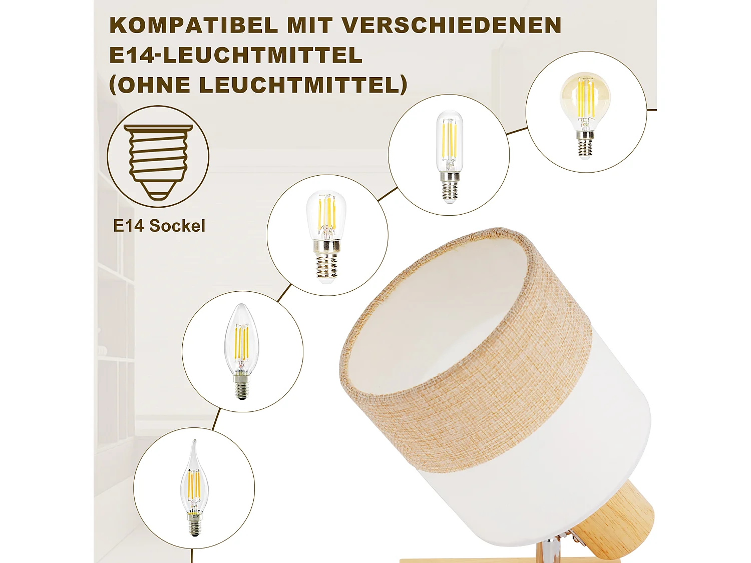 ZMH Spot plafond 1 flamme vintage – Luminaire en bois orientable 350° max 40W E14 (sans ampoule)