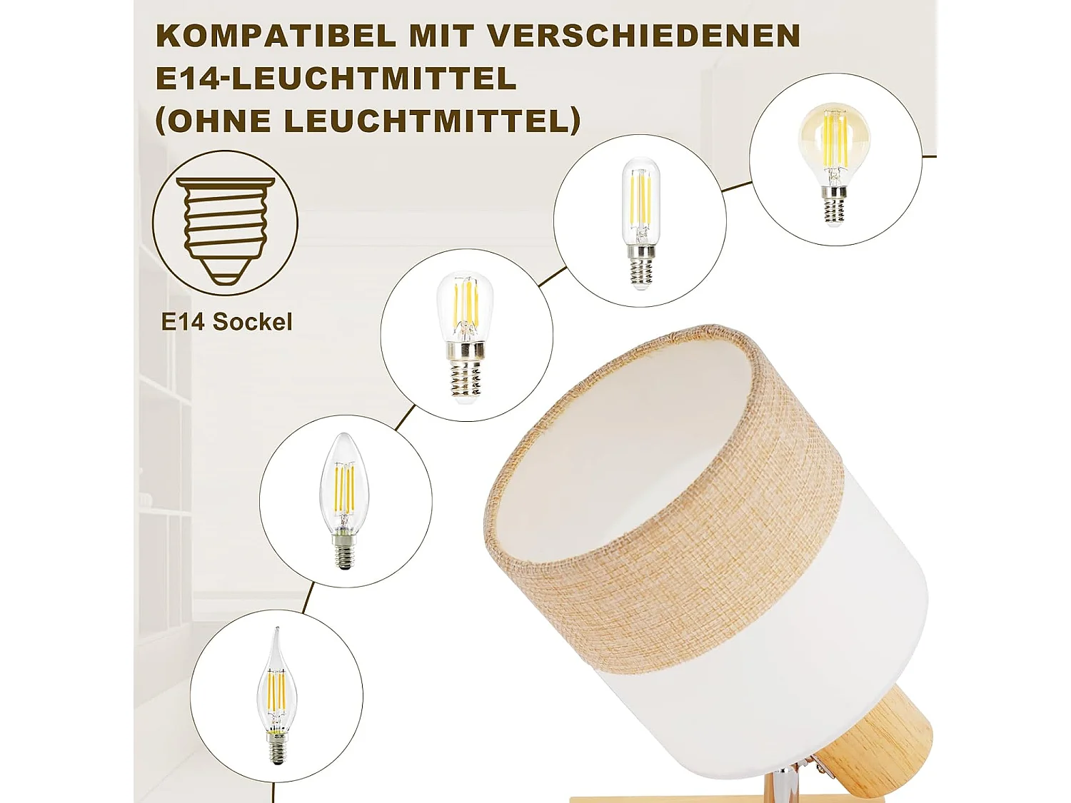 ZMH Spot en saillie Bois 1 Lumière - E14 Orientable 350° Rétro Plafonnier LED Pour Couloir Chambre Cuisine (Sans Ampoule)