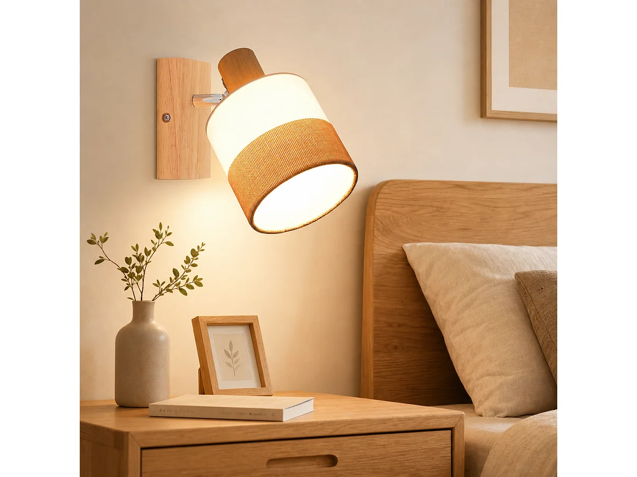 ZMH Spot en saillie Bois 1 Lumière - E14 Orientable 350° Rétro Plafonnier LED Pour Couloir Chambre Cuisine (Sans Ampoule)