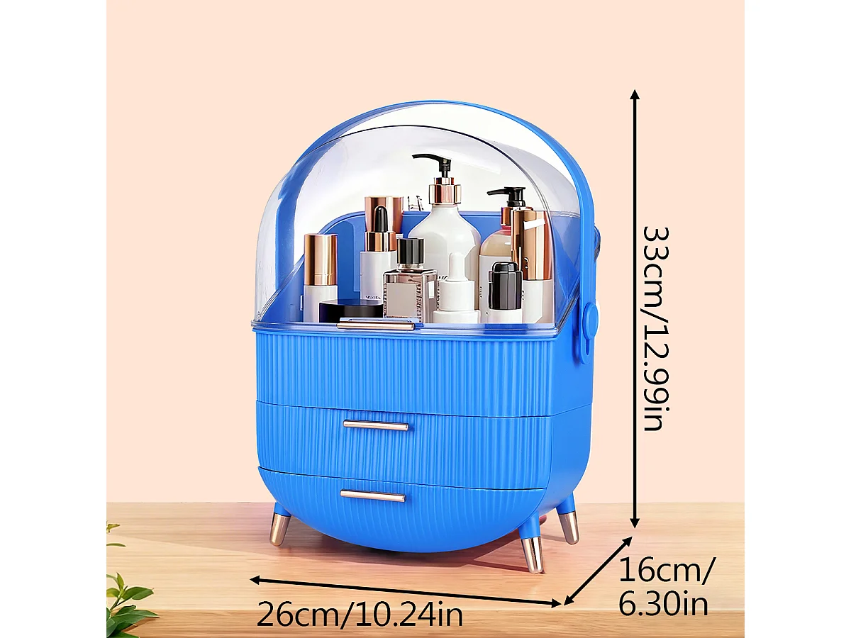 ZMH Boîte de rangement de bureau à tiroirs multiples boîte de rangement cosmétique bleu foncé 26 x 16 x 33 cm