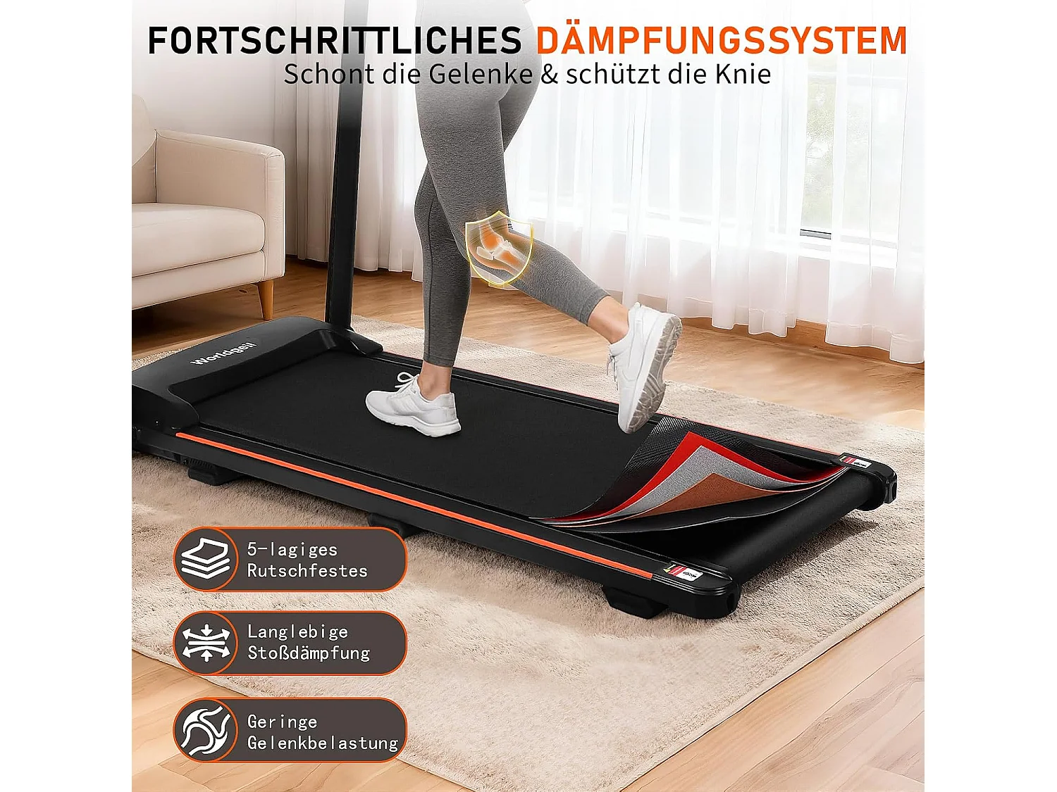 ZMH Tapis de course à domicile tapis de course pliable écran LED et barres d'appui bouton de mesure de la fréquence cardiaque vitesse maximale 14 km/h