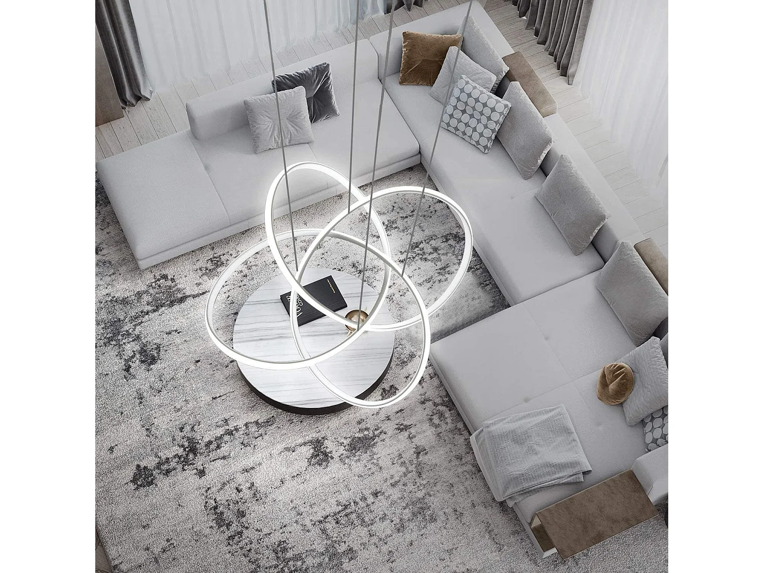 ZMH Suspension LED Moderne Ø58cm 62W Dimmable avec Télécommande Pour Salle à Manger/Salon