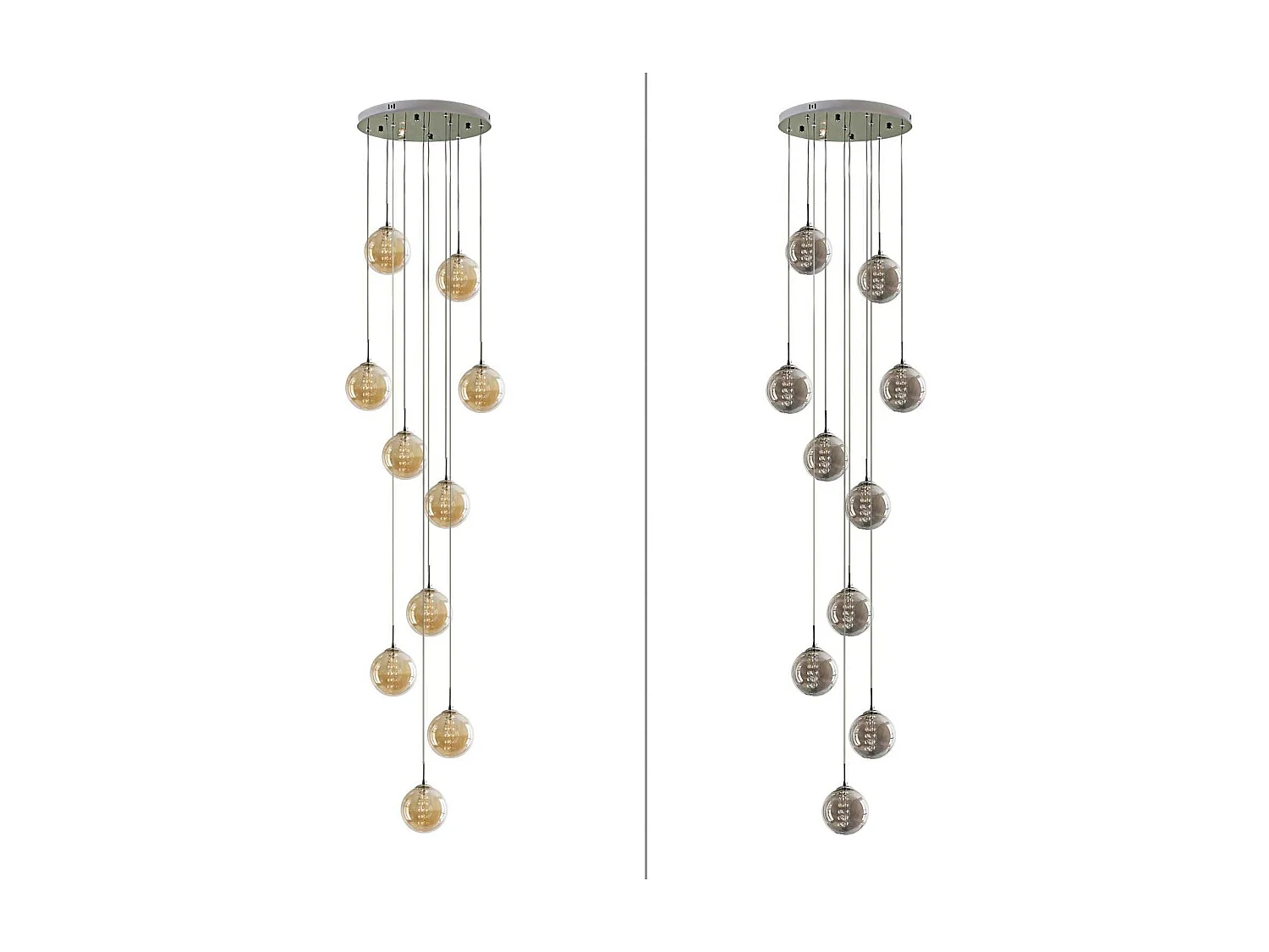 ZMH Suspension Lustre salle à manger 10 lumières Cristal gris réglable en hauteur