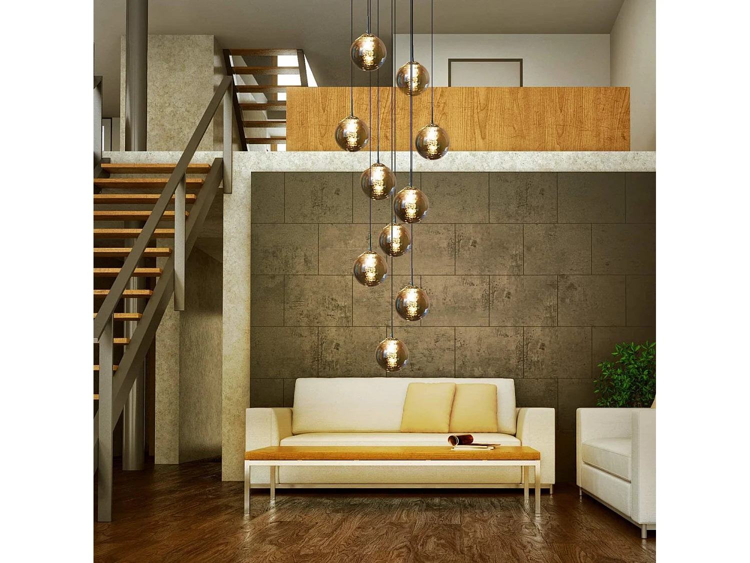 ZMH Suspension Lustre salle à manger 10 lumières Cristal gris réglable en hauteur