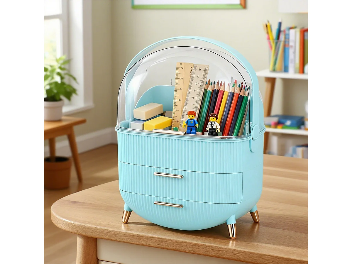 ZMH Boîte de rangement de bureau à tiroirs multiples boîte de rangement cosmétique bleu clair 29 x 19 x 38 cm