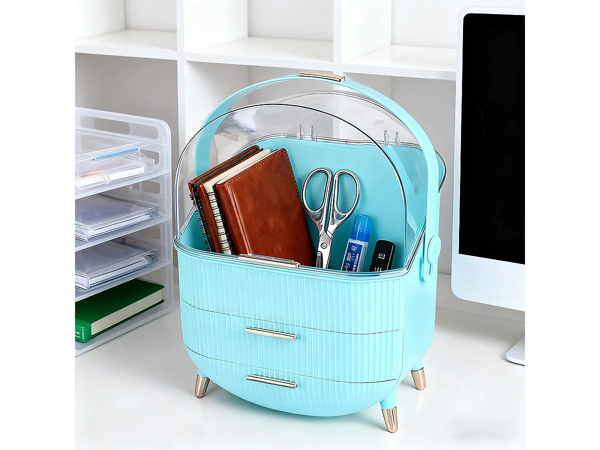 ZMH Boîte de rangement de bureau à tiroirs multiples boîte de rangement cosmétique bleu clair 29 x 19 x 38 cm