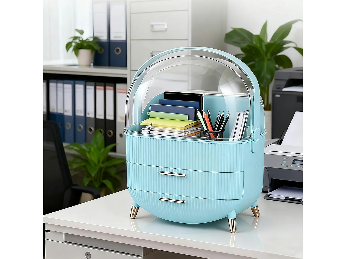 ZMH Boîte de rangement de bureau à tiroirs multiples boîte de rangement cosmétique bleu clair 29 x 19 x 38 cm