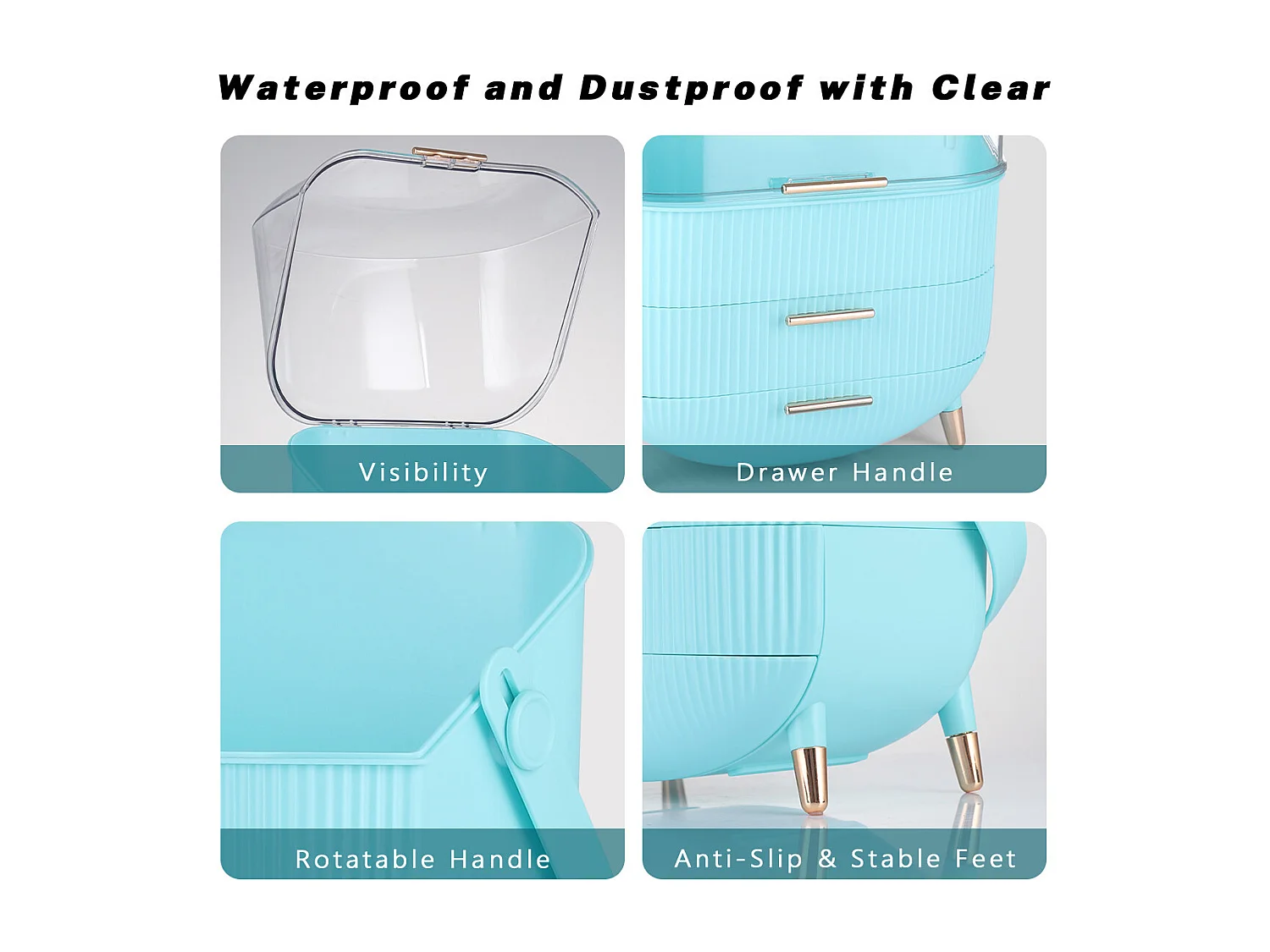ZMH Boîte de rangement de bureau à tiroirs multiples boîte de rangement cosmétique bleu clair 29 x 19 x 38 cm