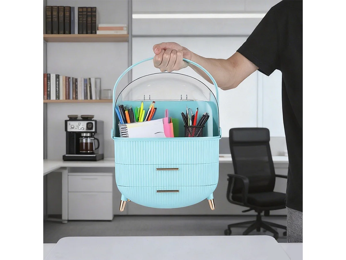 ZMH Boîte de rangement de bureau à tiroirs multiples boîte de rangement cosmétique bleu clair 29 x 19 x 38 cm