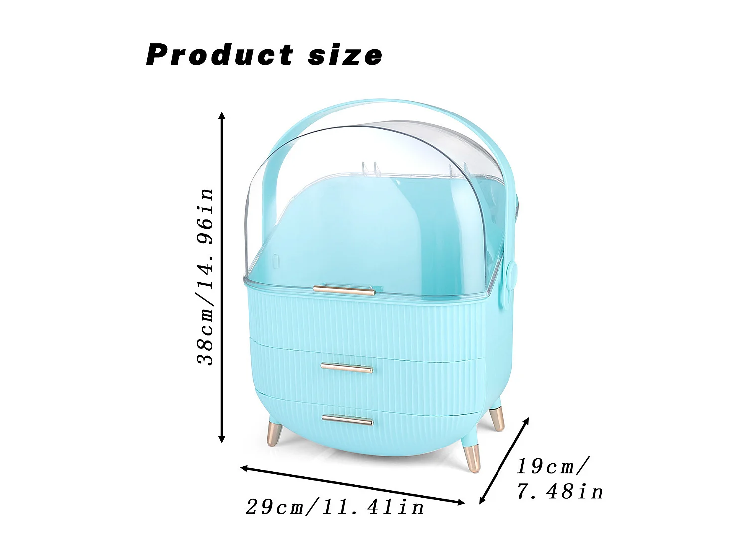 ZMH Boîte de rangement de bureau à tiroirs multiples boîte de rangement cosmétique bleu clair 29 x 19 x 38 cm