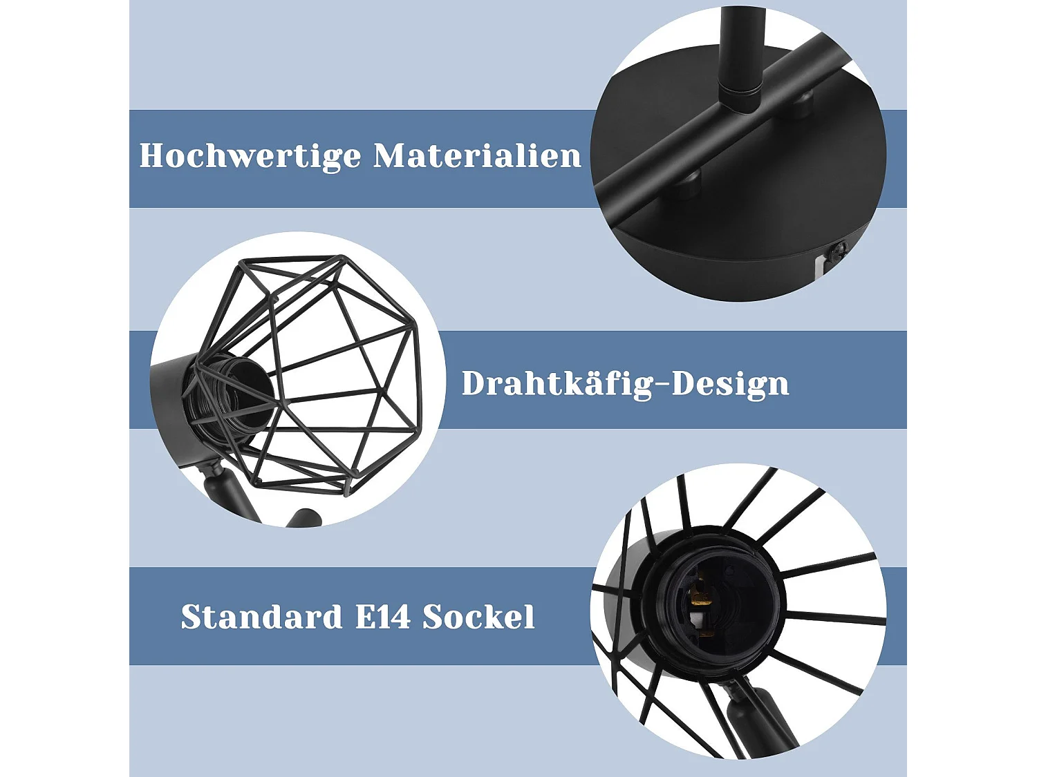 ZMH Plafonnier LED 3 spots - Plafonnier rétro noir 350°