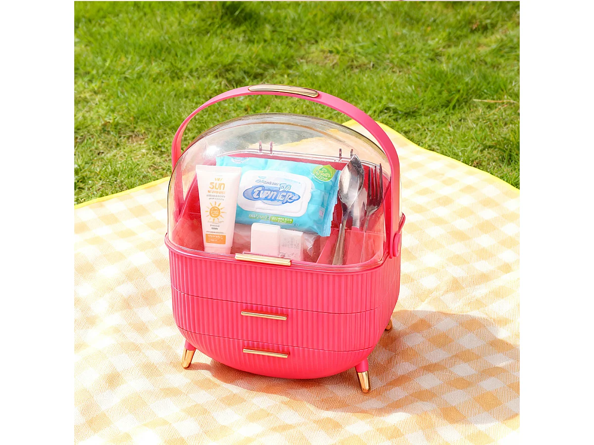 ZMH Boîte de rangement de bureau à tiroirs multiples boîte de rangement cosmétique rouge rosé 29 x 19 x 38 cm