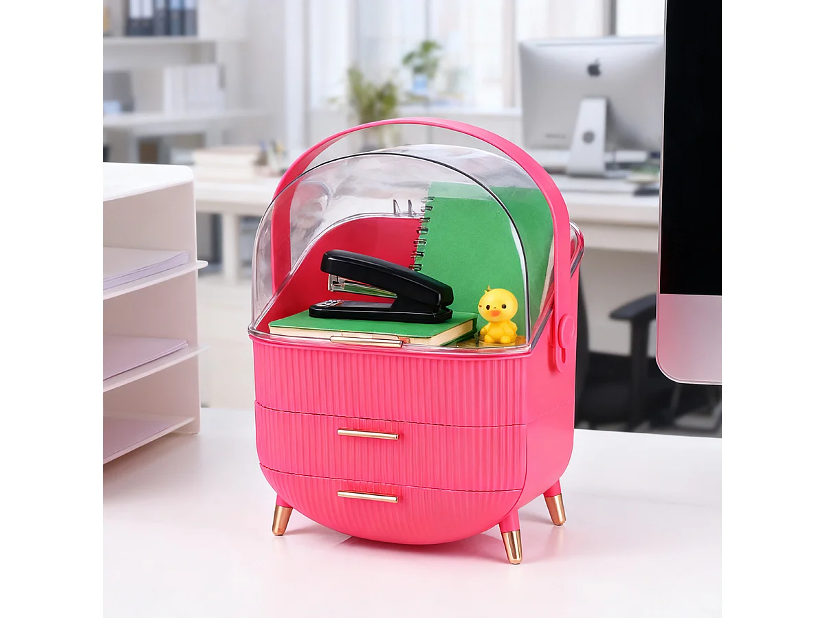 ZMH Boîte de rangement de bureau à tiroirs multiples boîte de rangement cosmétique rouge rosé 29 x 19 x 38 cm