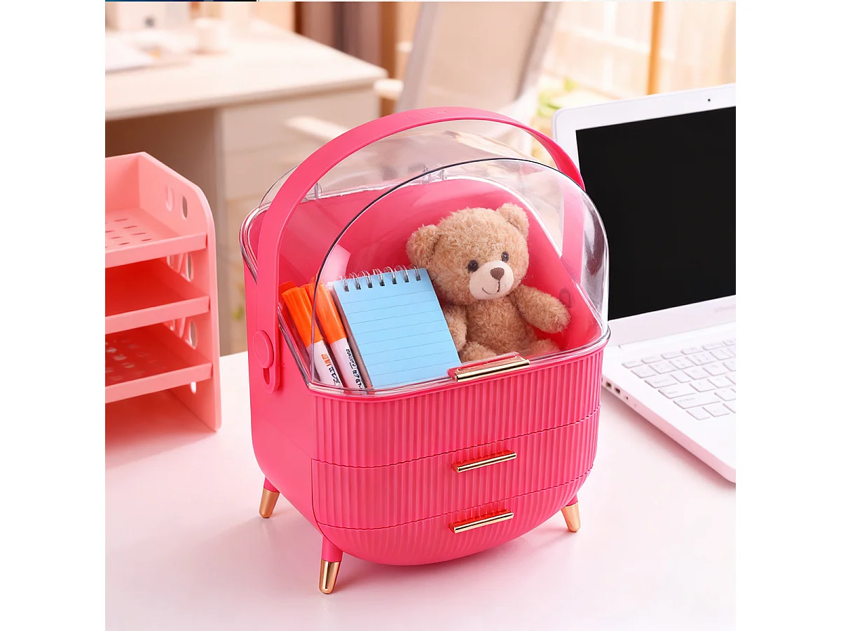 ZMH Boîte de rangement de bureau à tiroirs multiples boîte de rangement cosmétique rouge rosé 29 x 19 x 38 cm