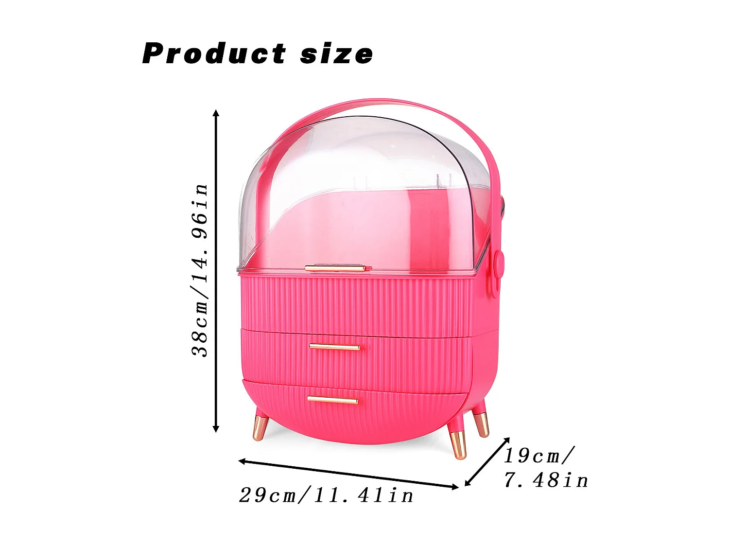 ZMH Boîte de rangement de bureau à tiroirs multiples boîte de rangement cosmétique rouge rosé 29 x 19 x 38 cm
