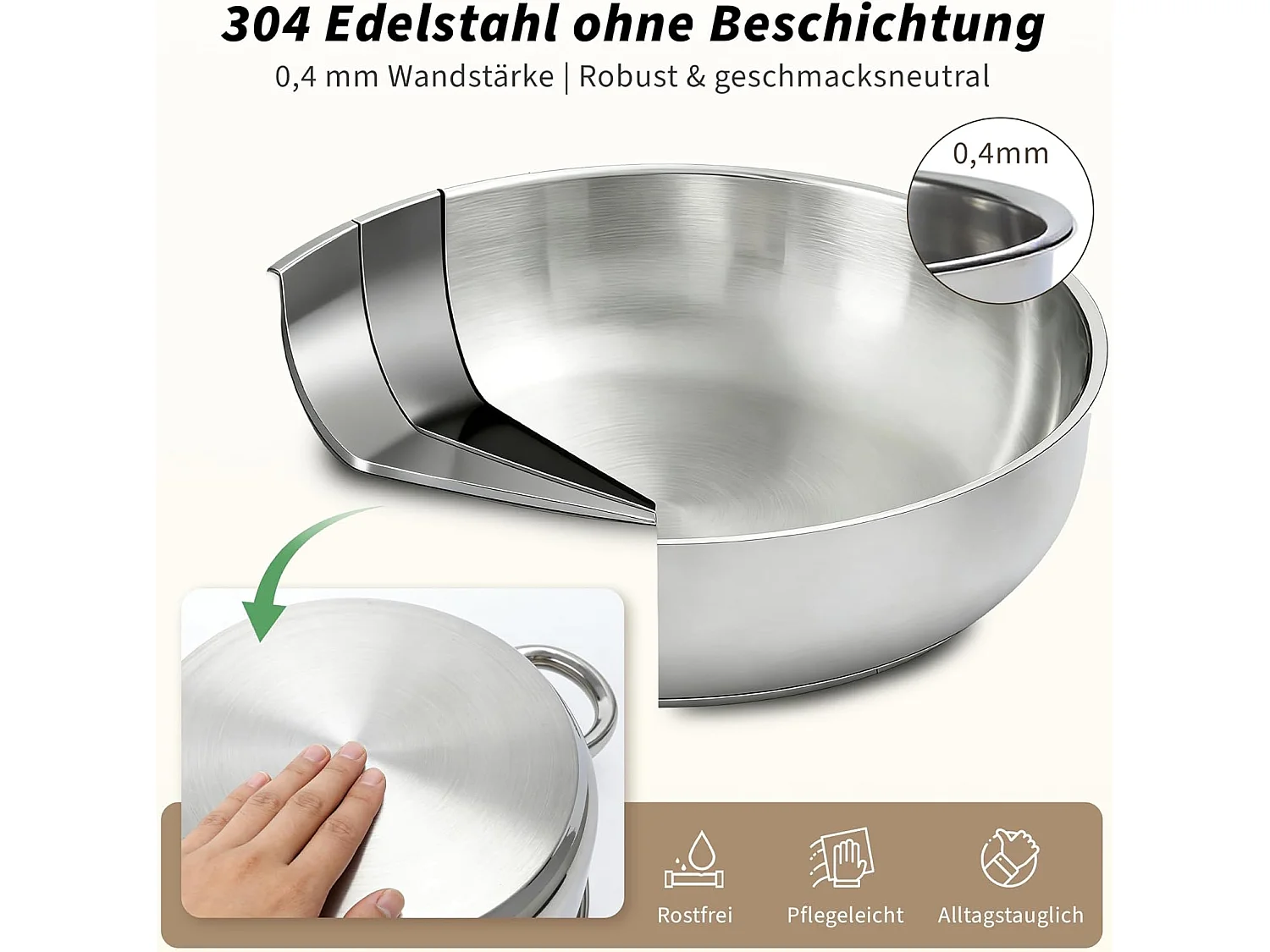 ZMH Batterie de cuisine 17 pièces avec poignées amovibles revêtement antiadhésif couvercles compatible tous feux et allant au four