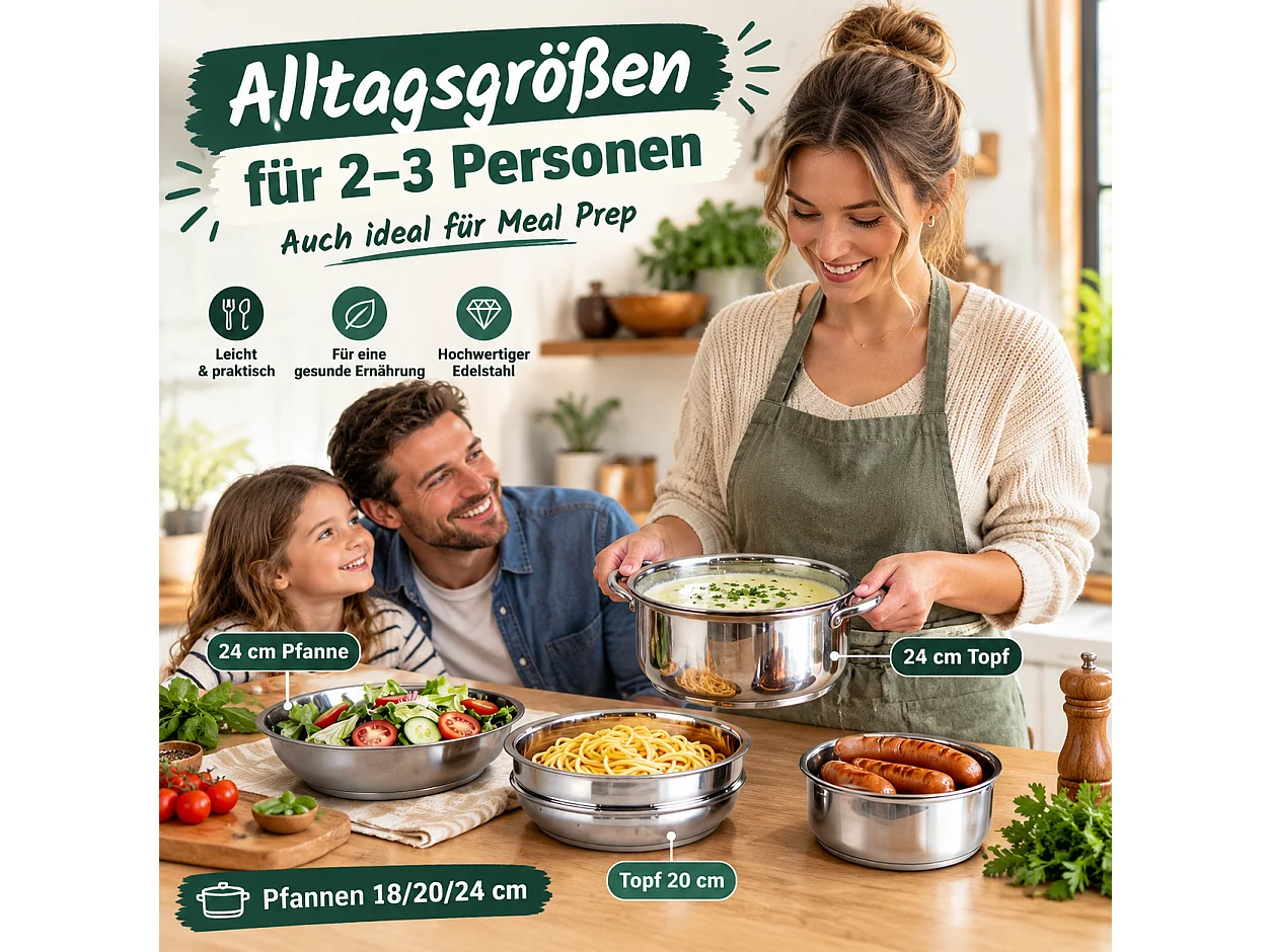 ZMH Batterie de cuisine 17 pièces avec poignées amovibles revêtement antiadhésif couvercles compatible tous feux et allant au four