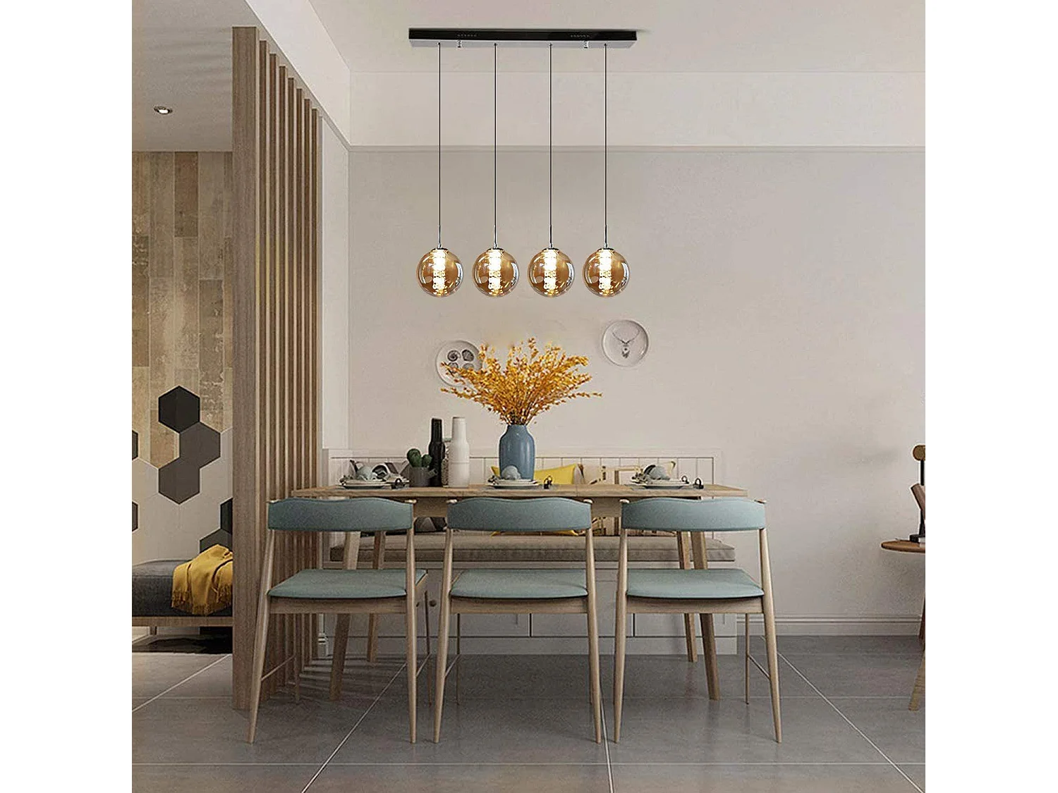 ZMH Lampe pendante LED pendante en verre réglable en hauteur Luminaires de salon